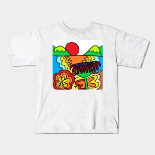 On the beach at sunset Kids T-Shirt